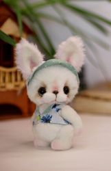 ON ORDER Rabbit Lasil 15 cm rabbit, red hare, bunny, fur rabbit, white hare, fantastic eyes, little bunny, fluffy ears