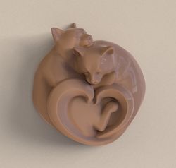 3D Model STL CNC Router file 3dprintable Statuette Two Sleeping Cats