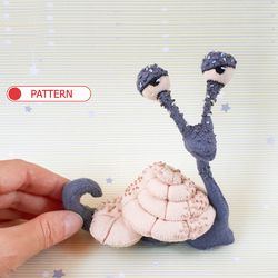 Snail toys pattern sewing, Cute snail stuffed toys sewing pattern, Animal toy nursery decor neutral