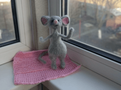 Stuffed rat toy fragile stuffed animal Cute gray mouse gift for lover of mice Small mouse teddy art Stuffed gray mouse