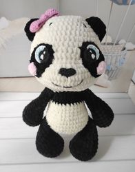 toy for children, panda toy, kawaii panda, plush crochet panda