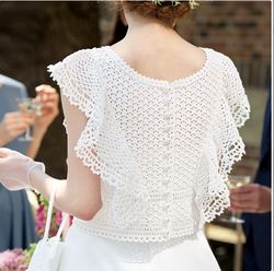 Hand made lace top wedding crochet shirt