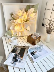 3d painting with lilies with backlight
