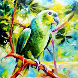 Parrot Painting Bird Original Art Animal Wall Art