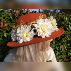 Boho Bridal Headpiece, Floral Crown For Wedding, Boho Bride Hat, Dried Flower Crown, Boho Engagement Photo Props,