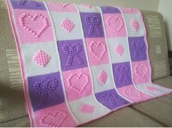 Crochet knitted blanket for girl