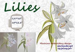 Lilies 10x12 Machine Embroidery Design  DIGITAL EMBROIDERY