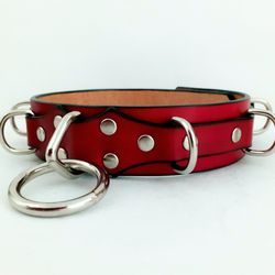 Leather bdsm collar for women. Custom submissive collar choker plus size.
