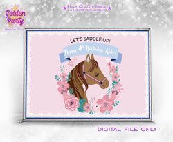 Saddle Up custom backdrop, Cute horse banner, Saddle up party backdrop