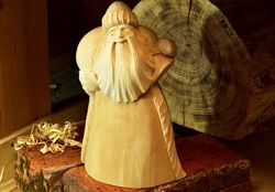Hand carved Santa Claus, Wooden carved Santa, Russian Santa, Wooden sculpture