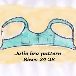 Wire free bra pattern, Julie, Sizes 24-28, Plus size bra pattern, Wireless bra pattern, Linen bra sewing pattern