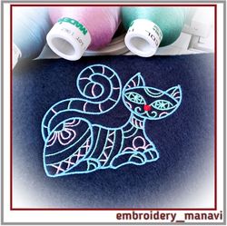 Embroidery design Outline of a cat with body filling pattern Cat 4