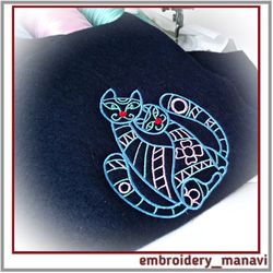 Embroidery design Outline of a cats with body filling pattern Cats 8