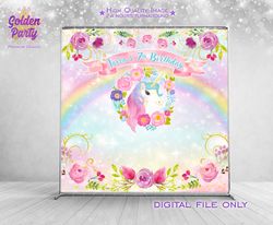 unicorn party backdrop, rainbow party banner, unicorn baby shower