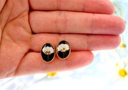 Handmade gold earrings Flowers stud earrings Gift for girlfriend