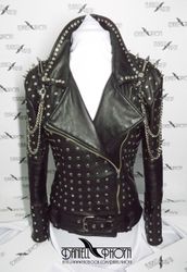 Studded leather jacket classic