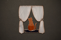 Cat in the Window Stained glass window hanging Suncatcher. Gift for animal lover pet loss memorial, garden outdoor decor