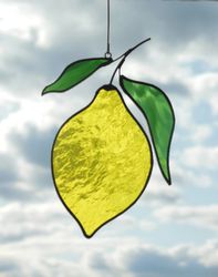 Lemon stained glass window hanging Suncatcher (texture RR)