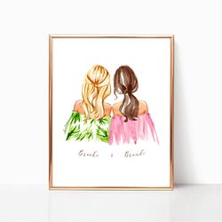 Best friend birthday gifts, birthday gifts for best friend, personalized portrait, best friend gifts digital printable