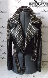 Studded leather jacket short