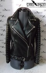 Studded leather jacket classic light
