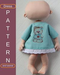 Pattern dress for doll Sew dress for textile doll