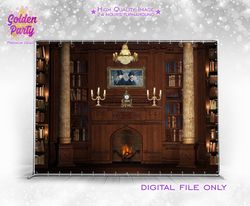 Sherlock Holmes party backdrop, old interior background, english style birthday, instant download