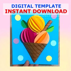 3D Ice Cream Card Summer Craf for Kids Paper Craft Ice Cream Party Birthday Decorations Classroom Craft  for Teachers