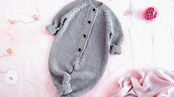 KNITTING PATTERN PDF: Baby Jumpsuit "Silver Glow" /Seamless Baby Romper / Baby Overall / Baby Onesie / 4 Sizes