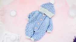 KNITTING PATTERN PDF: Baby Jumpsuit with bubbles "Smurf Puffy" /Baby Romper / Baby Overall / Baby Onesie / 5 Sizes