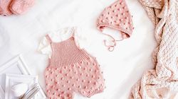 KNITTING PATTERN: Baby Set "Popcorn Bee" PDF Knitting Pattern / Baby Romper and Hat / 7 Sizes