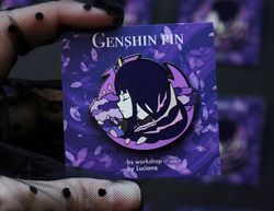 FREE SHIPPING Raiden Shogun Genshin Impact inspired hard enamel pin
