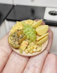 Cheese Board - Cheese platter - realistic polymer clay cheese - food for dolls - miniature - mini food - dollhouse decor