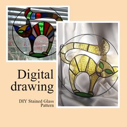 Digital Download/ Funny Cat Suncatcher/ Stained Glass Pattern/ PDF file/ DIY