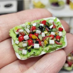 Realistic greek salad - realistic salad - doll food - 1 12 scale - miniature - dollhouse miniature - mini food