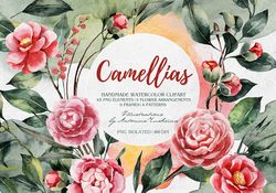 Spring watercolor camellia set