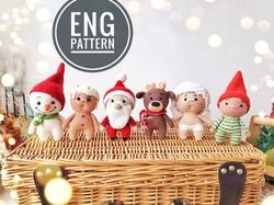 Amigurumi Christmas Set crochet pattern 6 doll - Santa, deer, snowman, Elf, Angel, gingerbread