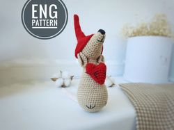 Amigurumi mouse crochet pattern. Amigurumi mouse crochet pattern with mini heart. Valentines gift DIY