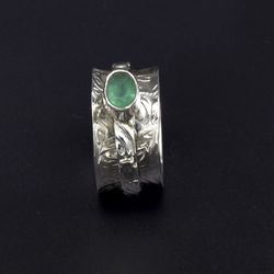 Green Onyx 925 Silver Fidget Spinner Ring Tarnish Free Ring