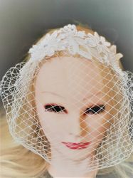 Wedding veil, Ivory wedding Headpiece, Wedding headband with lace, Bridal veil, Wedding veil with lace headband