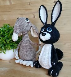 crochet pattern 2 in 1: rat and bunny - digital patterns pdf format