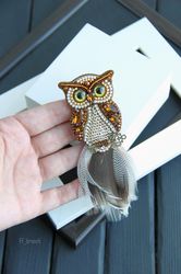 Owl Brooch Beaded Owl Brooch Beaded Bird Brooch Beaded Bird Brooch Owl Jewelry Bird Jewelry Teacher Brooch