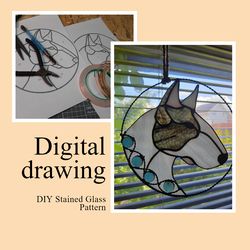 Bull Terrier Suncatcher/ Digital Download/ Stained Glass Pattern/ PDF file/ DIY