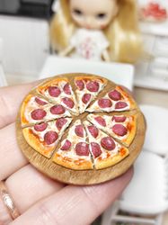 pizza for dolls, realistic pizza size 1 12, 1 6 scale, miniature for dollhouse, mini food, fast food for dolls, pizza