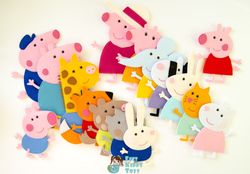 Peppa Pig family and friends from felt