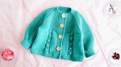 KNITTING PATTERN PDF: Baby Cardigan "Tally's Pearls" /Seamless Baby Cardigan / Baby Jumper / Baby Sweater / 4 Sizes