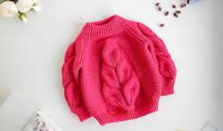 KNITTING PATTERN: Leaf JUMPER "Four Seasons" Pdf Knitting Pattern / Baby Kid Child Sweater / Cardigan 7 Sizes