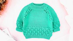 KNITTING PATTERN PDF: Child Sweater "Greeny"/ Baby Child Seamless Sweater with bubbles/ Jumper for Baby Kid / 9 Sizes