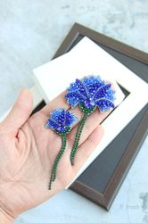 Cornflower brooch, beaded flowers brooch, handmade cornflower brooch, cornflower jewelry, blue brooch, summer brooch