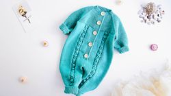 KNITTING PATTERN PDF: Baby Jumpsuit "Tally's Pearls" /Seamless Baby Romper / Baby Overall / Baby Onesie / 4 Sizes